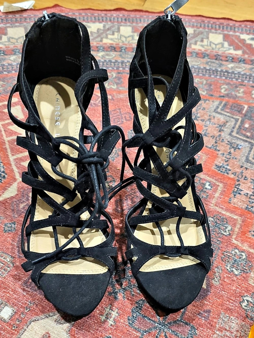 Chinese Laundry Black Strappy Heels Size 9.5